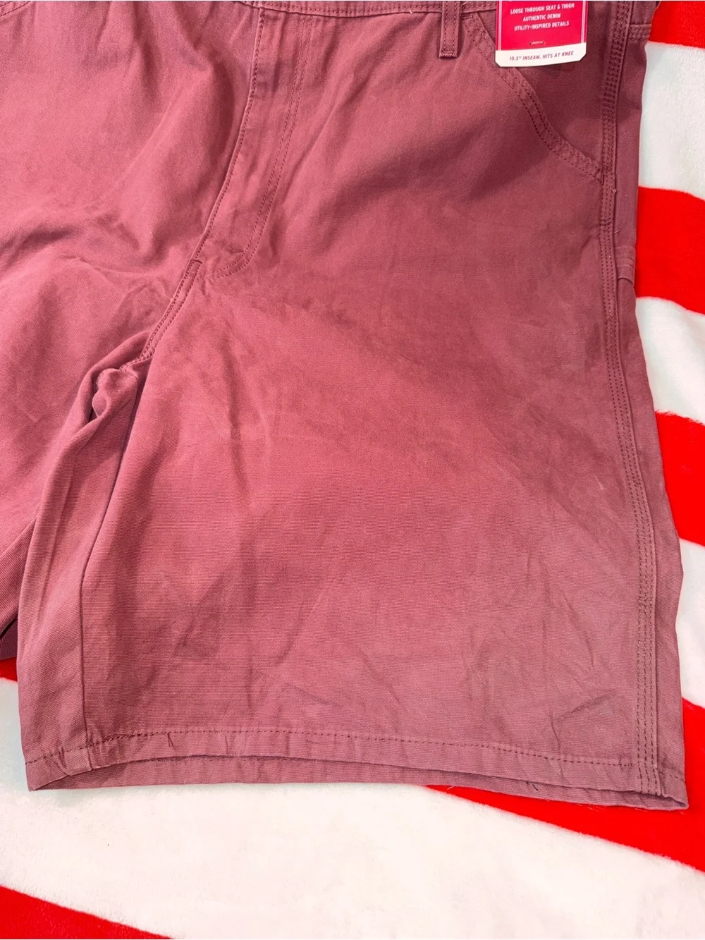 2 Levi's Men's 42 x 10 1/2” (long inseam), Shorts - Burgundy PRE STRESSED- Dirty